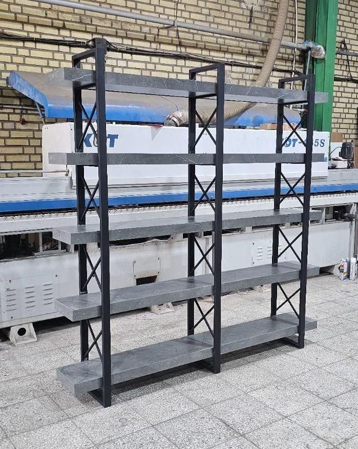 کتابخانه فلزی ، استند چوب و فلز مدل : 20*40 ایکس دار -طول 180- سه پایه 3 ، 4 ، و 5 طبقه