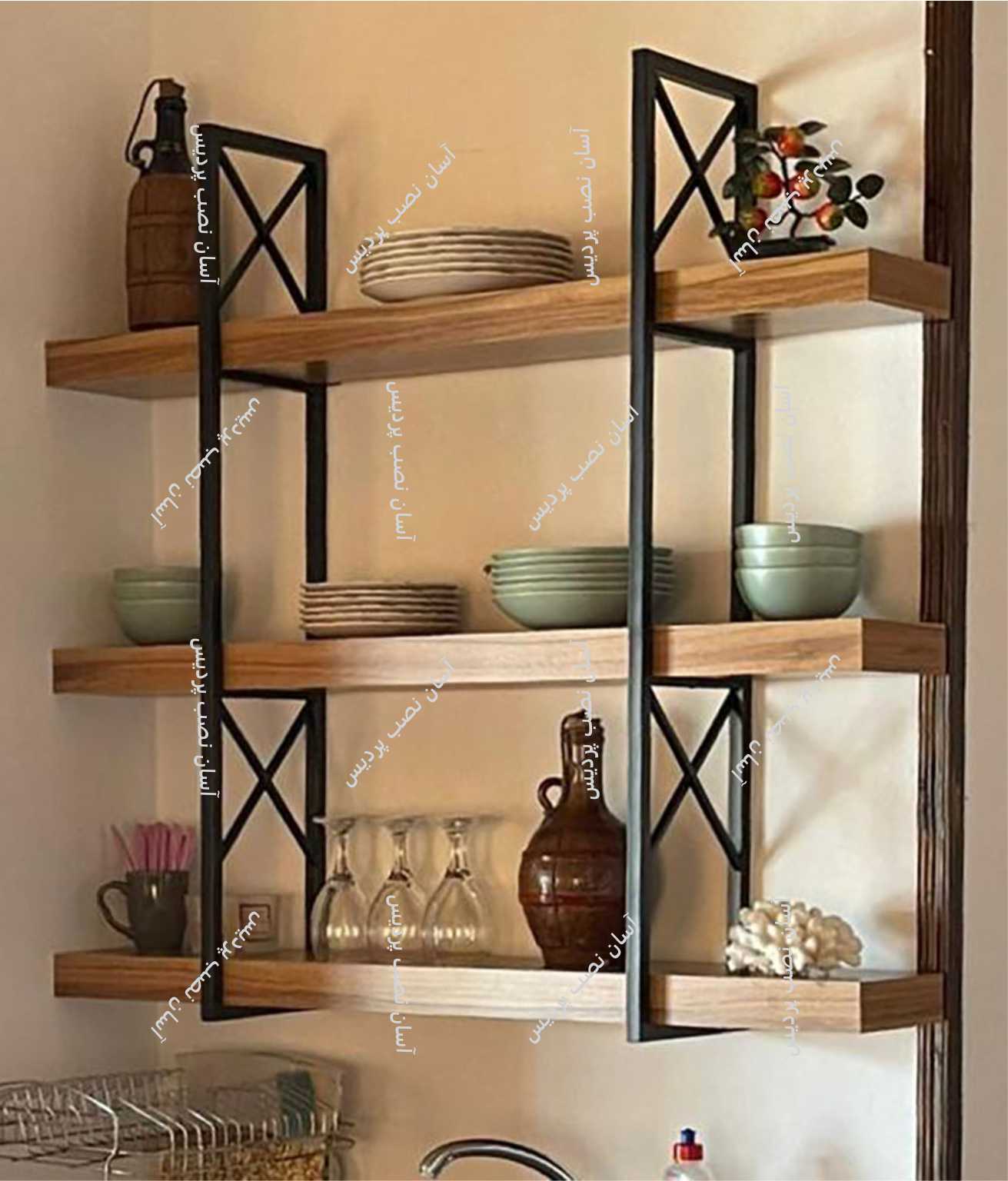 کتابخانه دیواری مدل : 2020 ایکس دار - 2 ، 3 و 4 طبقه